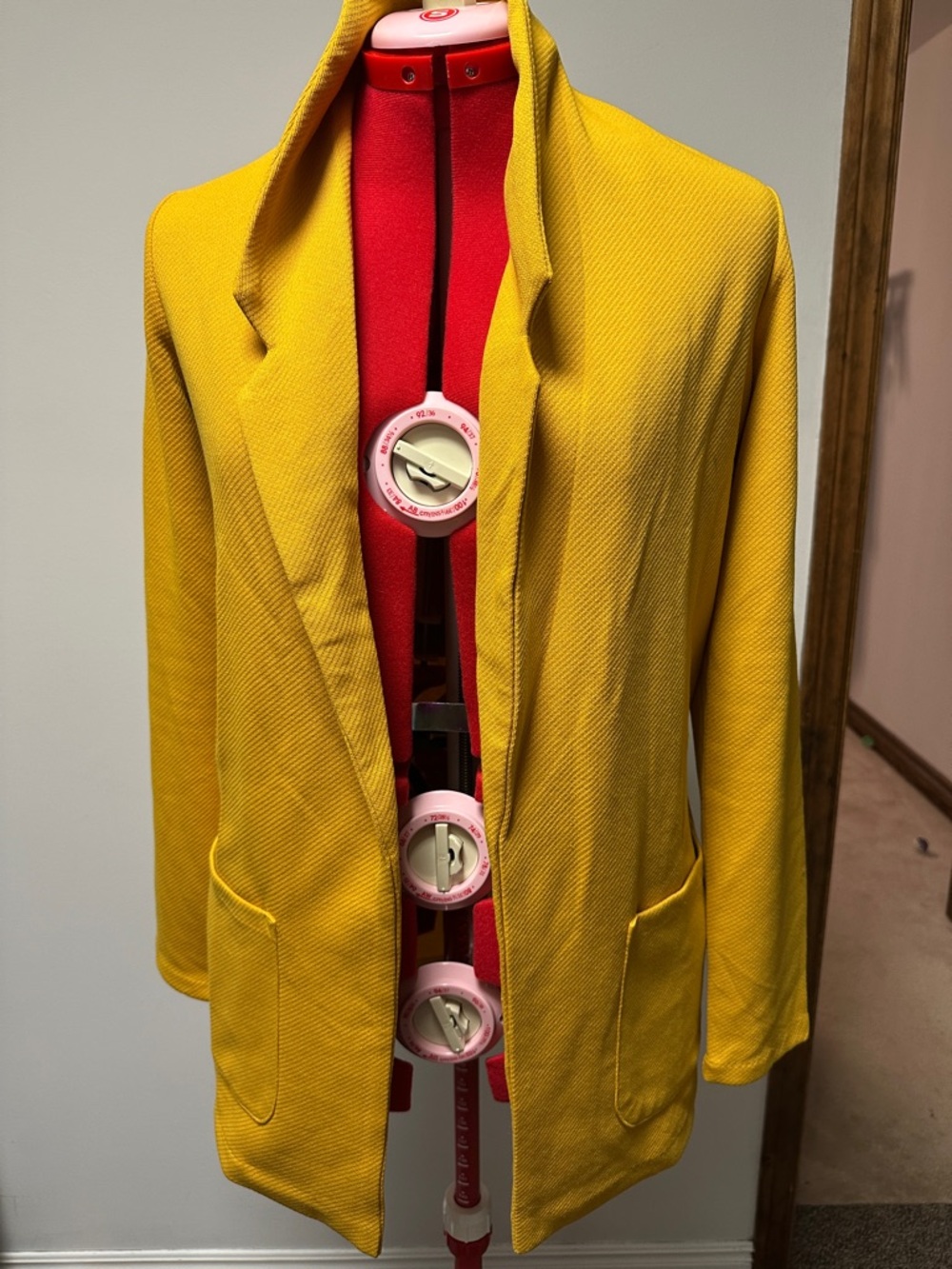 twik dark mustard Yellow Open-Front Blazer